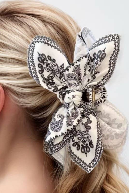 JOSSLYN by wall to wall - PAISLEY BOHO VINTAGE HAIR CLAW CLIPS | 40H913: Black