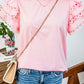 fashionworks - Fashion-W Layered Ric Rac Cap Sleeve Filled Neck Blouse: Pink / Missy / L