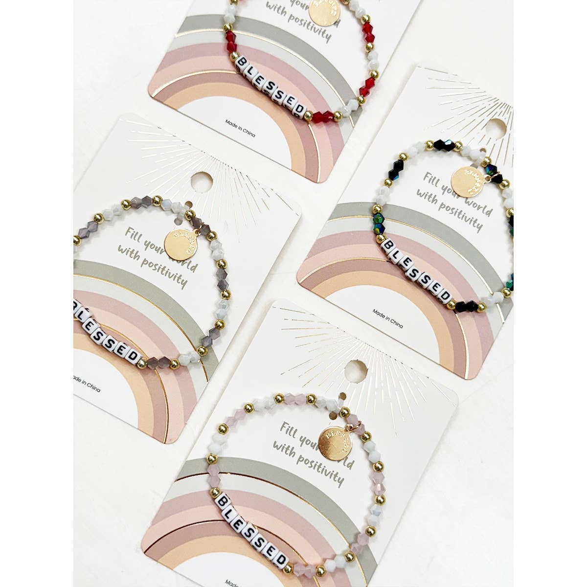 Love and Repeat - Mix Beads BLESSED Inpirational Bracelet: MIX COLOR / ONE(12)