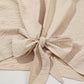fashionworks - Fashion-W Solid Color Knot Front Crinkled Blouse: As shown / Missy / L