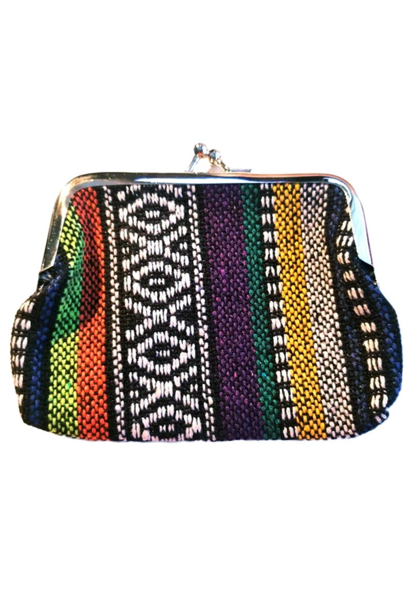 Cap Zone - Baja Tribal Woven Kiss-Lock Closure Coin Purse Bag